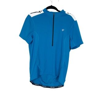 Pearl Izumi Woman's Sz M Blue‎ Short Sleeve Half Zip Back Pocket Cycling Jersey